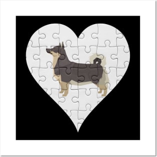 Swedish Vallhund Heart Jigsaw Pieces Design - Gift for Swedish Vallhund Lovers Posters and Art